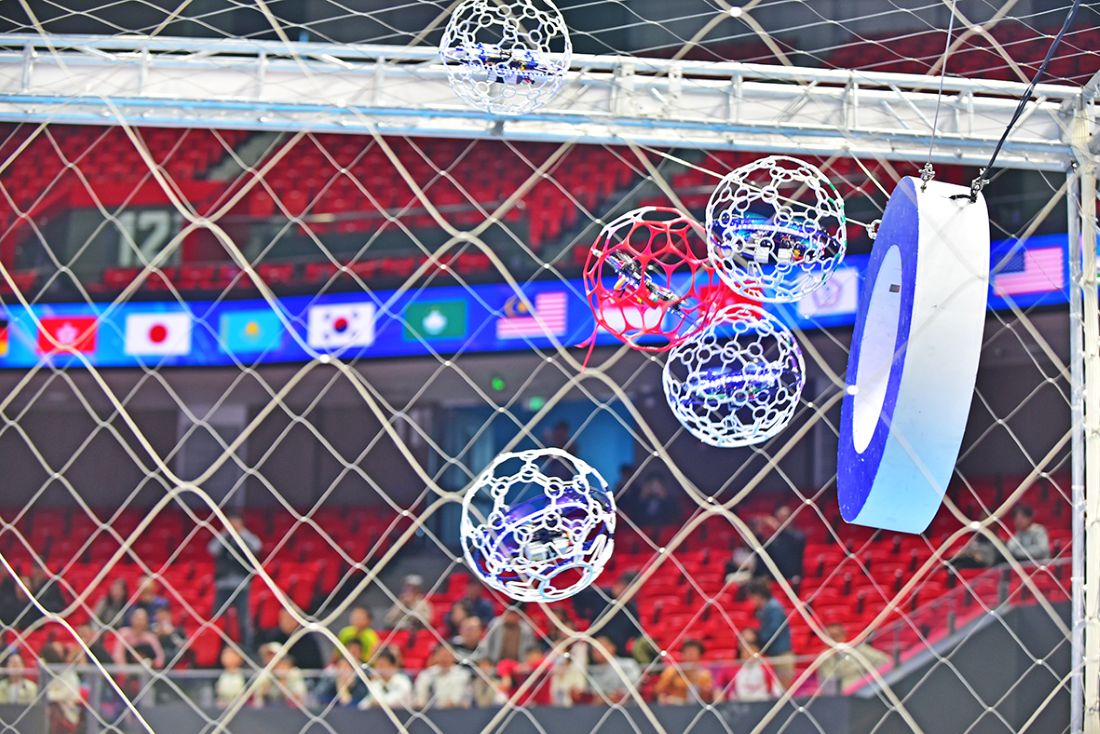 drone soccer balls in action