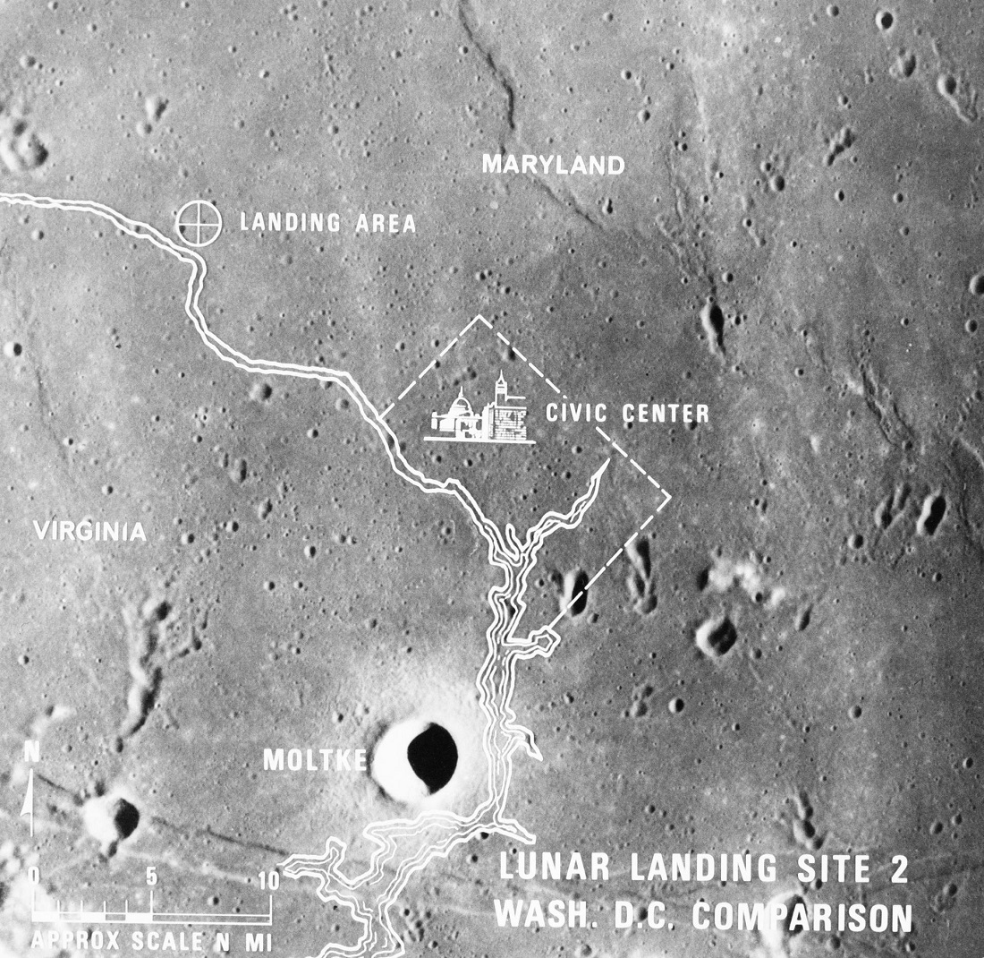 Lunar landing site viewed from Apollo 10